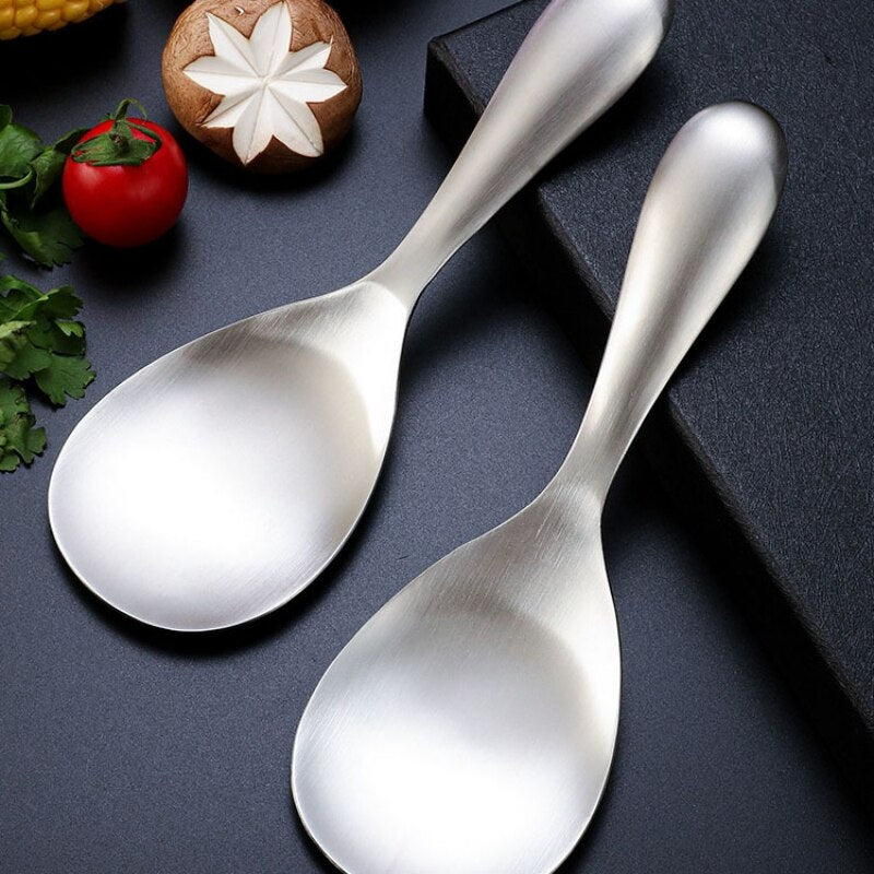 Stainless Steel Rice Spoon Large Capacity Rice Paddle Thicken Soup Spoon Dinnerware Tableware Kitchen Cooking Tools Rice Scoop - Provence Home Living Store