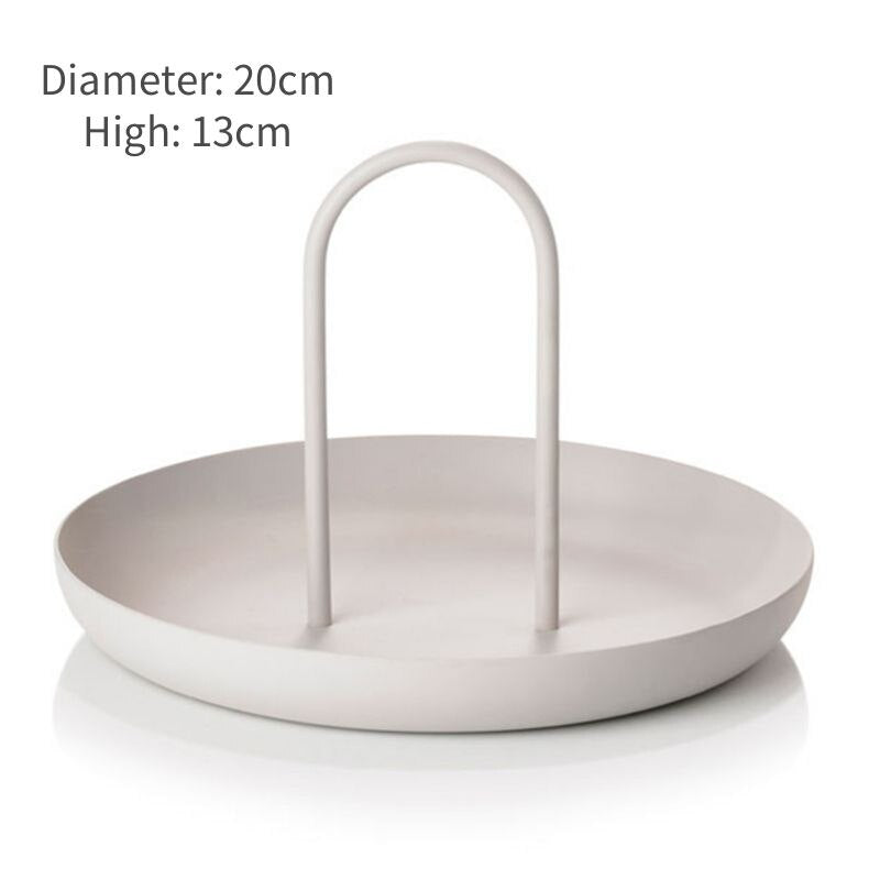 Table Decorate Tray Round Desktop Storage Tray Nordic ABS Metal Portable Storage Rack Cosmetics Basket Dessert Plate Home Decor - Provence Home Living Store