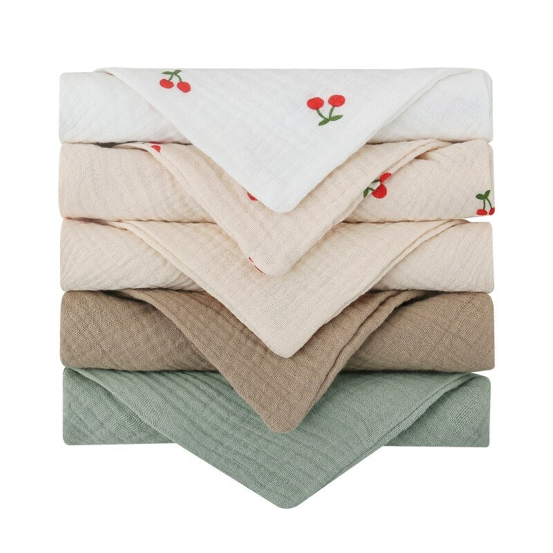 5 Pcs/set Soft Cotton Baby Face Towel Bath Towel Absorbent Gauze Newborn Burp Cloths Kids Washcloth Handkerchief Feeding Towel - Provence Home Living Store