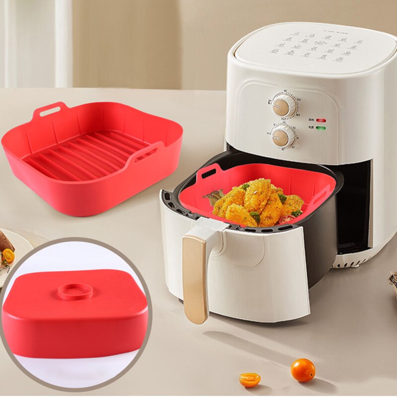 Reusable Ins Style Air Fryers Oven Baking Tray Fried Pizza Chicken Basket Mat Airfryer Silicone Pot Round Square Pan Accessories - Provence Home Living Store