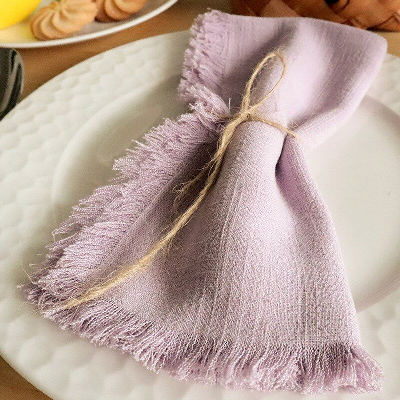 Bridal Shower Tassel Linen Cotton Cloth Napkins,for Dinners Parties Decoration Christmas Table Personalized Wedding Event Design - Provence Home Living Store