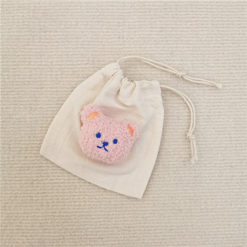 INS Bear Mini Muslin Drawstring Storage Bag Kids Coin Purse Pocket Wireless Earphone Organizer Pouch Travel Make Up Cosmetic Bag - Provence Home Living Store