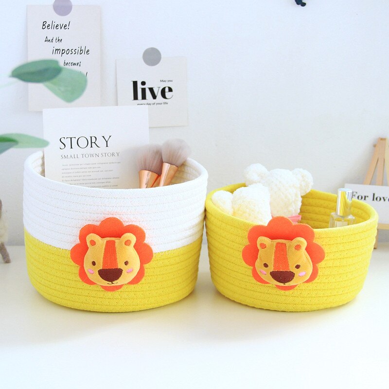 Nordic Woven Cotton Rope Storage Basket Desktop Storage Box For Jewelry Cosmetics Snacks Sundries Keys Kids Toys Organizer Bins - Provence Home Living Store