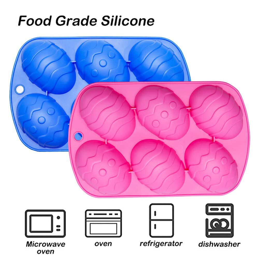 6 Cavity Easter Silicone Mold Non-stick Easter Egg Shaped Cake Molds Chocolate Mold DIY Baking Moulds for Easter Party Decor - Provence Home Living Store