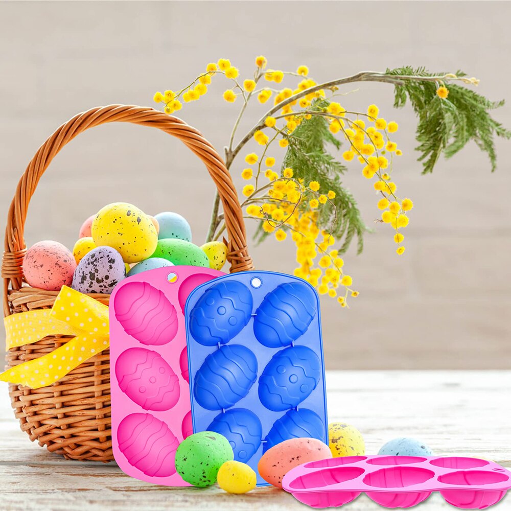 6 Cavity Easter Silicone Mold Non-stick Easter Egg Shaped Cake Molds Chocolate Mold DIY Baking Moulds for Easter Party Decor - Provence Home Living Store