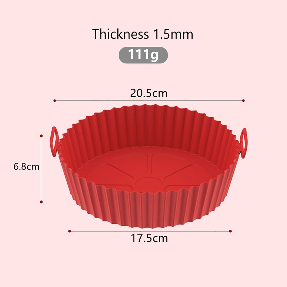 Reusable Airfryer Silicone Basket Pot Easy To Clean Oven Baking Tray Round Liner Pizza Plate Grill Pan Mat Air Fryer Accessories - Provence Home Living Store