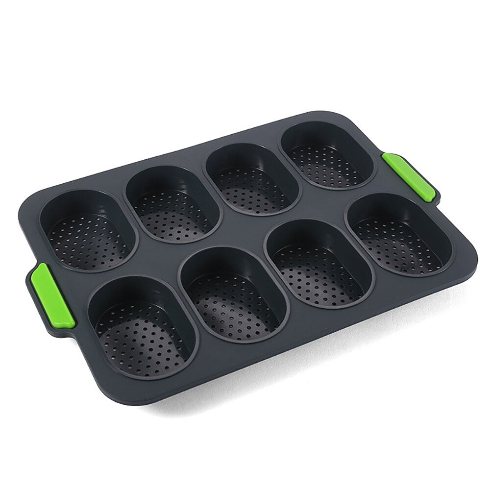 8 Hole Non-Stick Silicone Cake Mold French Bread Mould Heat Resistant Burger Muffin Pan Tray Cupcake Kitchen DIY Cake Tools - Provence Home Living Store