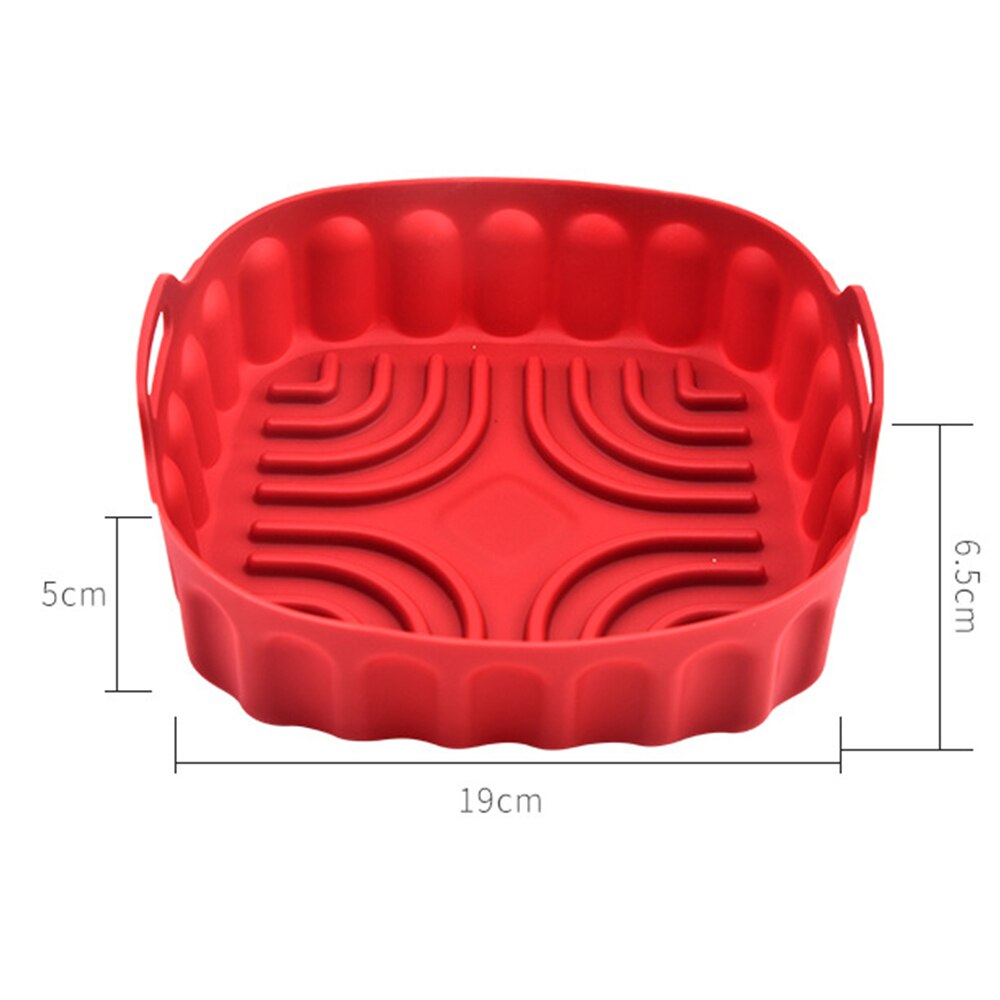 Square Air Fryer Silicone Basket Reusable Baking Tray Pizza Fried Chicken Plate Grill Pan Mat Kitchen Airfryer Accessories - Provence Home Living Store