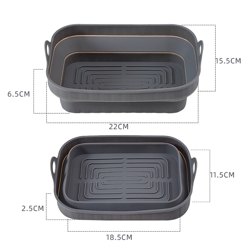 Collapsible Air Fryer Silicone Tray Rectangle Oven Baking Tray Basket Reusable Liner Insert Dish For Ninja AirFryer Accessories - Provence Home Living Store