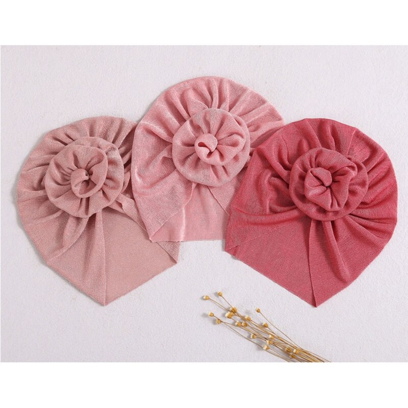 Baby Girls Turban Hat Cute Flower Knot Hospital Hat Ice Silk Newborn Beanie Caps Kids Toddler Elastic Headbands Hair Accessories - Provence Home Living Store