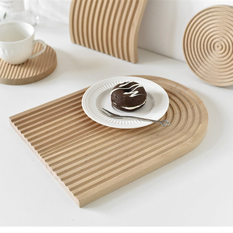 Nordic Beech Wood Bread Board Water Ripples Wooden Chopping Block Plates Kitchen Cutting Board Dessert Tray Coasters Photo Props - Provence Home Living Store