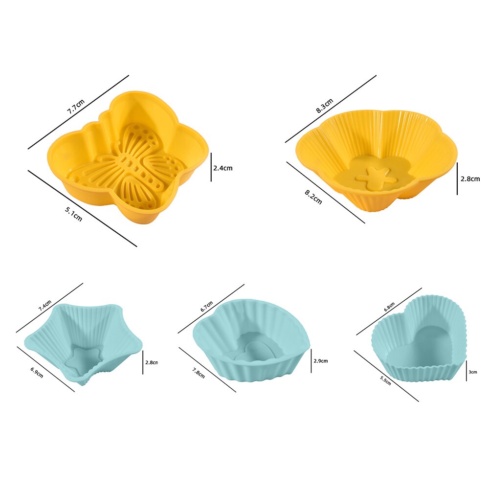 10pcs Muffin Cake Mold Heart Star Butterfly Shape Cupcake Cup Heat Resistant Nonstick Silicone Soap mould Reusable Baking Tools - Provence Home Living Store