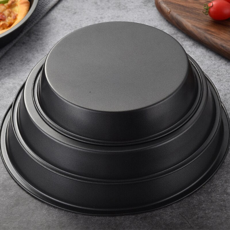 Nonstick Carbon Steel Pizza Crisper Trays Baking Pan Round Deep Dish Plate Bakewave Mould for Air Fryer Oven Kitchen Tools - Provence Home Living Store