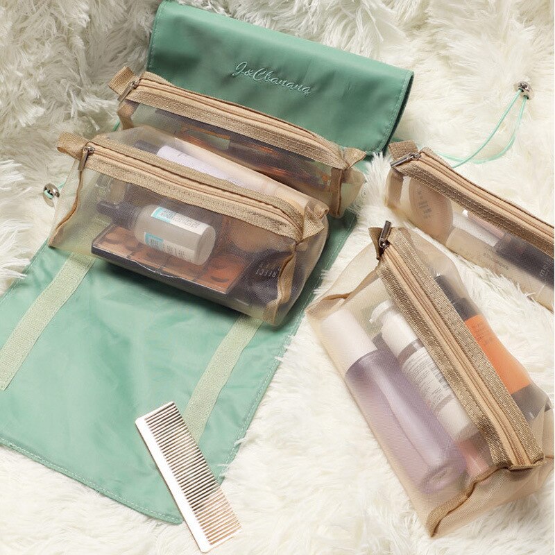 4-in-1 Detachable Cosmetic Bag Large Capacity Portable Storage Bag Foldable Travel Toiletry Bags Women Make Up Organizer Pouch - Provence Home Living Store