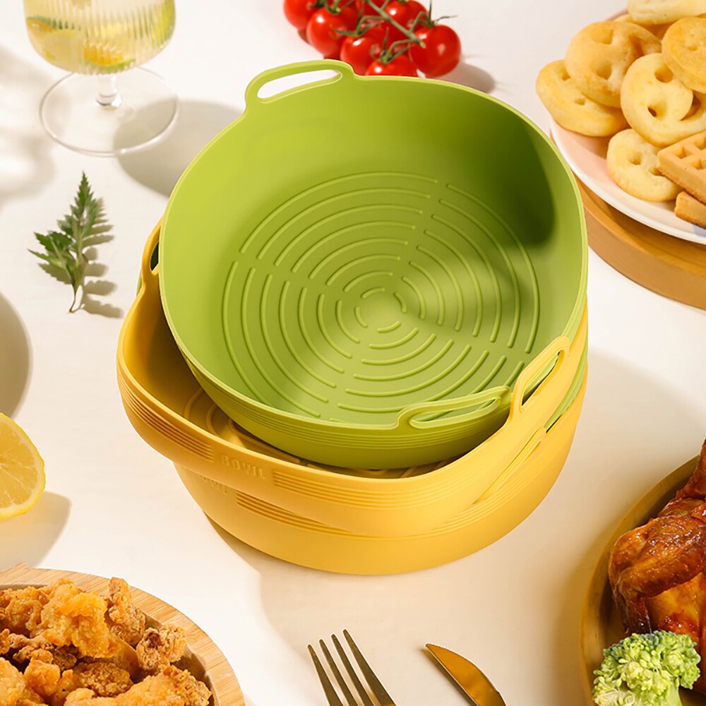 Reusable Grill Pan Silicone Air Fryer Pot Tray Chicken Basket Baking Tray Salad Bowls Kitchen Accessories For Oven Microwave - Provence Home Living Store