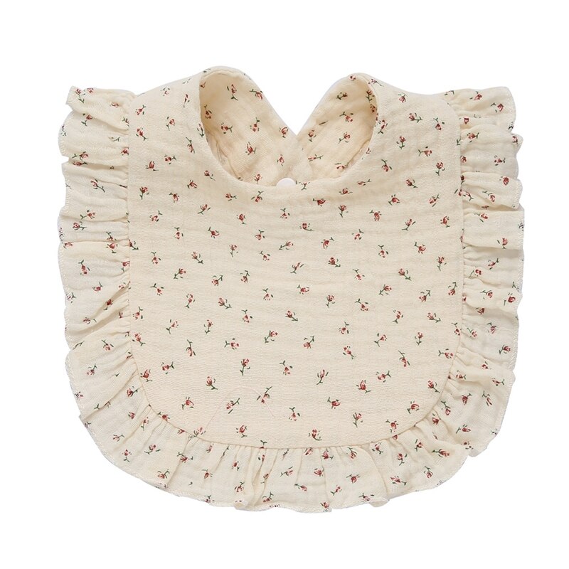 Cotton Gauze Baby Bib Newborn Feeding Bib Burp Cloths Floral Ruffle Boys Girls Nursing Saliva Towel Bandana Baby Accessories - Provence Home Living Store