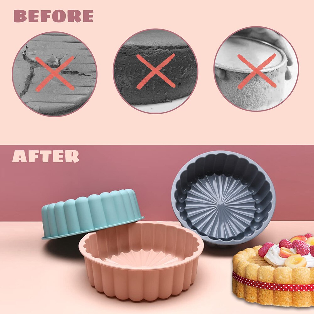 8 inch Silicone Round Pan Charlotte Cakes Baking Tray Sponge Flan Mold Strawberry Shortcake Baking Pan Kitchen Silicone Moulds - Provence Home Living Store