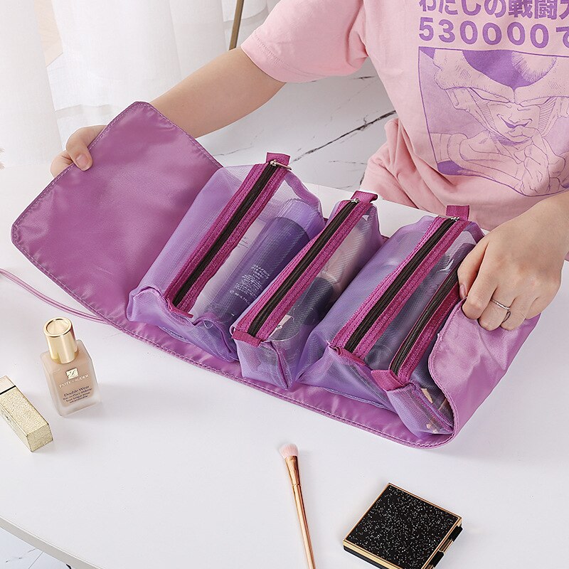 4-in-1 Detachable Cosmetic Bag Large Capacity Portable Storage Bag Foldable Travel Toiletry Bags Women Make Up Organizer Pouch - Provence Home Living Store