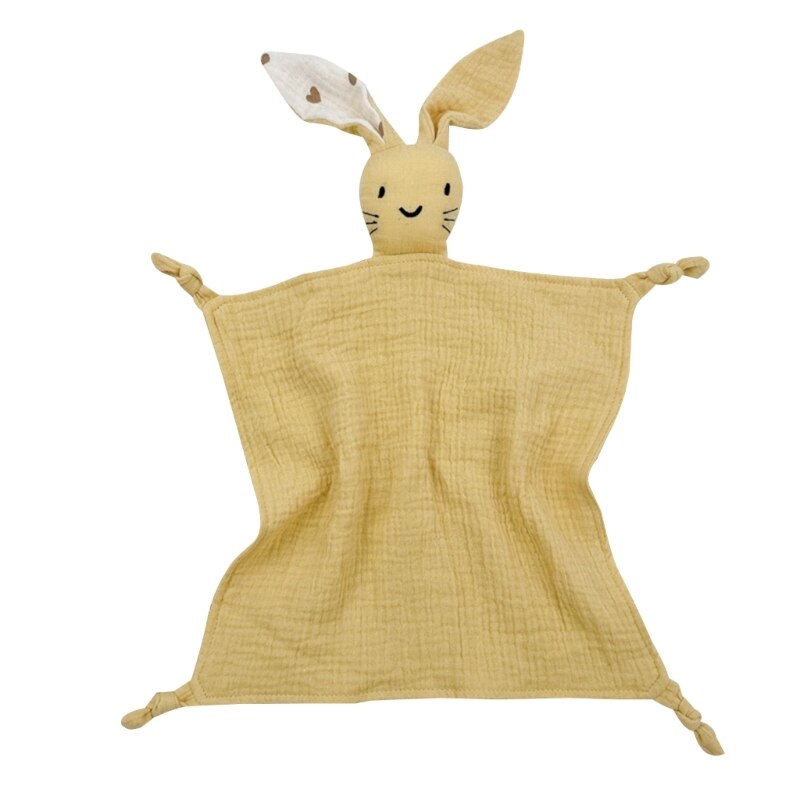 Soft Cotton Muslin Baby Bib Stuffed Rabbit Doll Newborn Appease Towel Security Blanket Baby Sleeping Cuddling Towel Facecloth - Provence Home Living Store