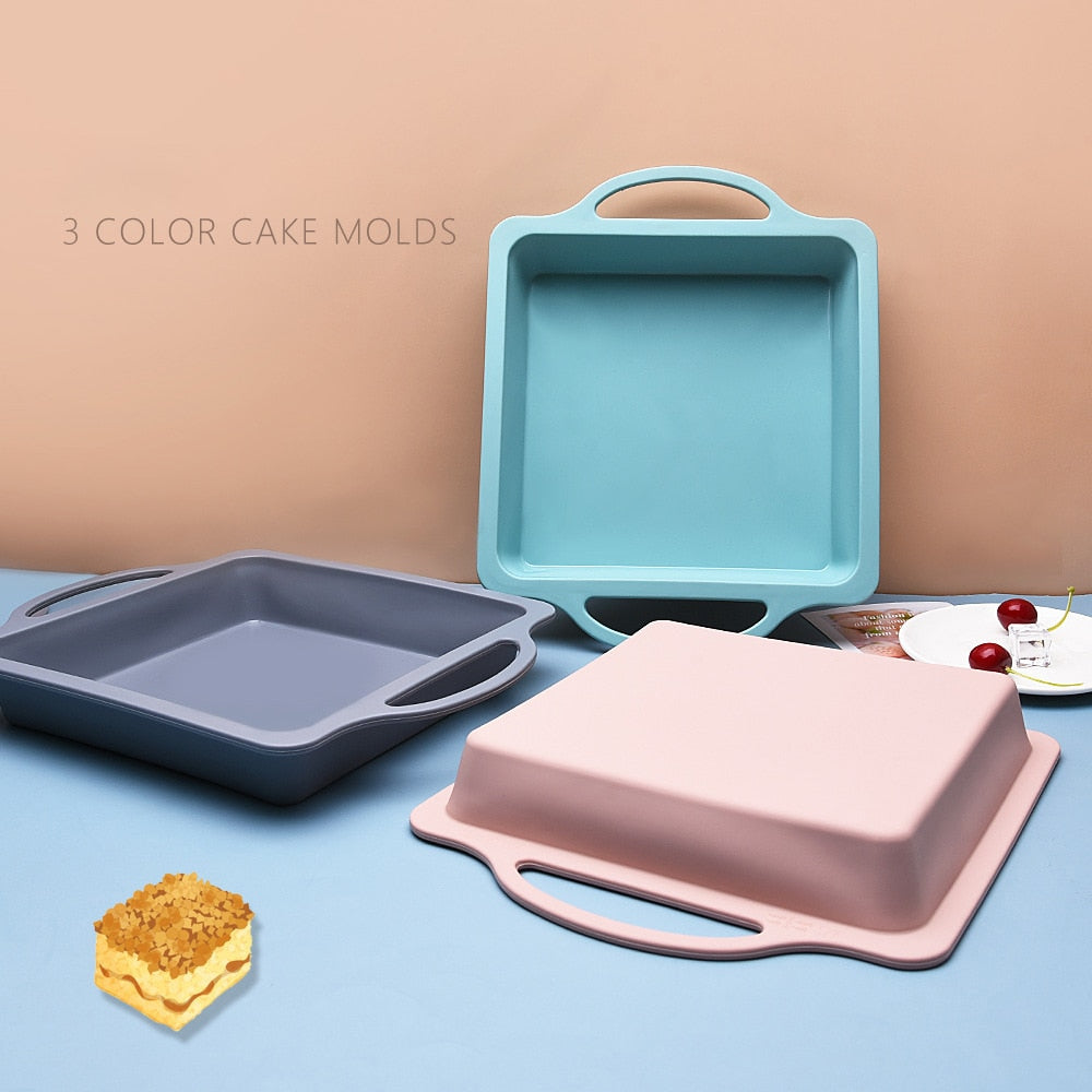 Silicone Square Cake Pan Non-stick Baking Pan Cake Molds Bakeware DIY Cake Tools Ware Toast Box Bakeware Molds Loaf Bake Mould - Provence Home Living Store