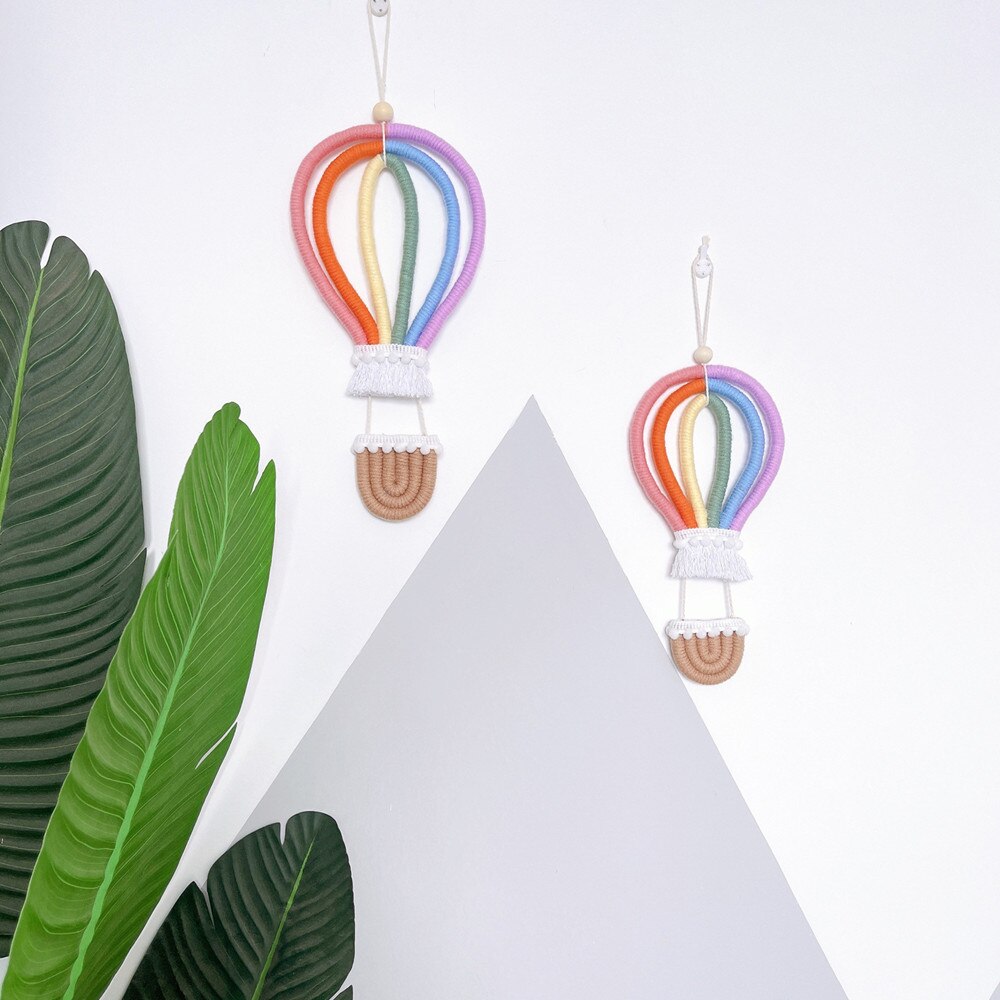 INS Nordic Woven Hot Air Balloon Wall Hanging Ornaments Macrame Rianbow Tapestry Pendant Baby Kids Room Decoration Nursery Decor - Provence Home Living Store