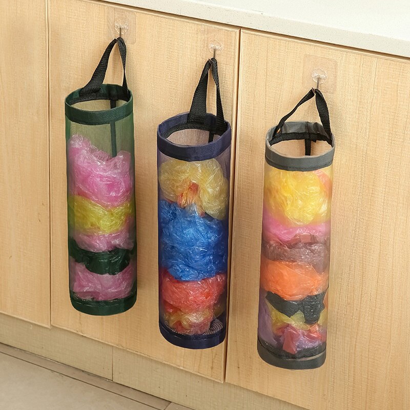 Home Trash Bag Hanging Storage Pouch Plastic Bags Organization Kitchen Dispenser Garbage Bags Wall Mounred Grocery Holder - Provence Home Living Store