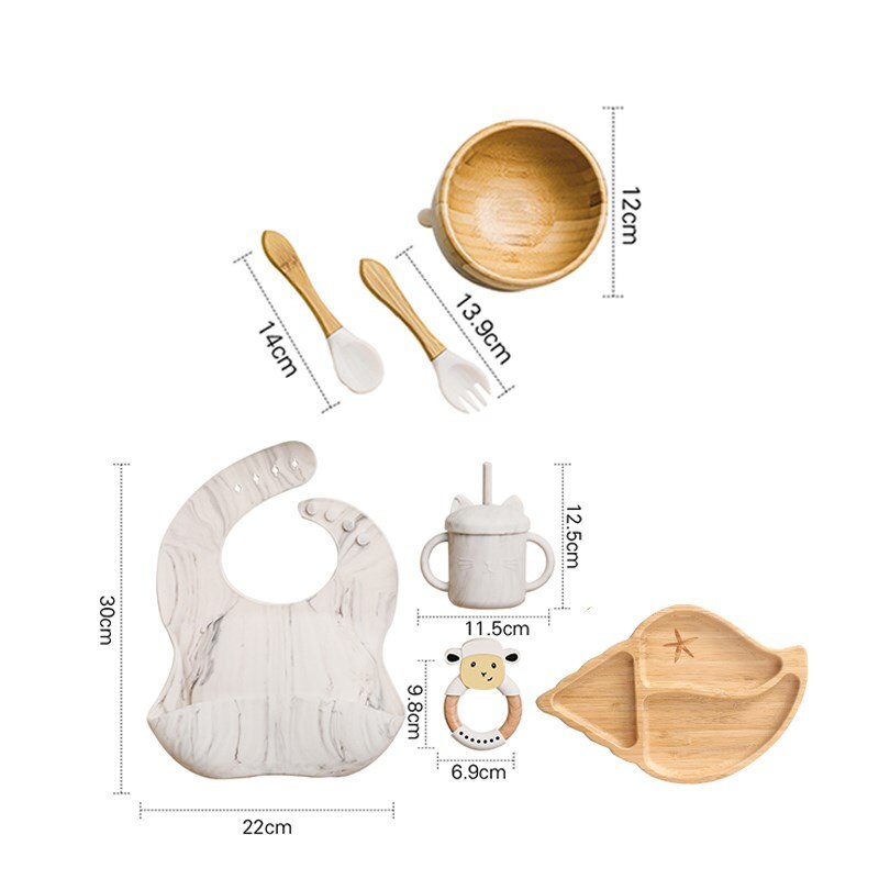 Silicone Baby Feeding Set Baby Feeding Supplies Kids Bamboo Dinnerware With Cup Children&#39;s Dishes Bowl Stuff Tableware Gifts Set - Provence Home Living Store