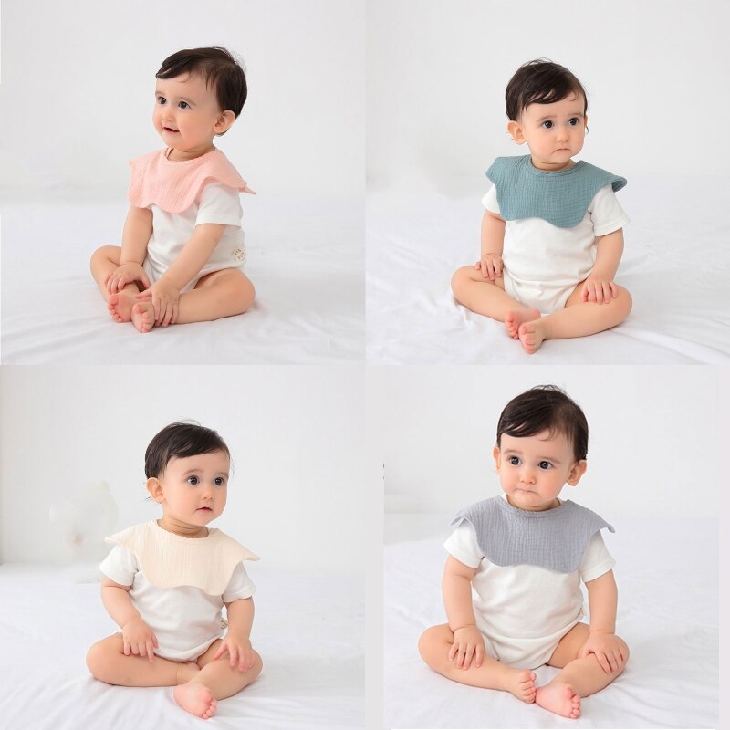 360 Degree Rotation Newborn Burp Cloth Solid Color Baby Flower Shape Feeding Bib Pure Cotton Adjustable Saliva Towel Apron Bibs - Provence Home Living Store