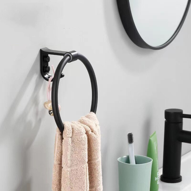 Modern Design Towel Rings With Hook Towel Holder Round Bathroom Accessories Hardware Wall-Mounted Towel Rack - Provence Home Living Store