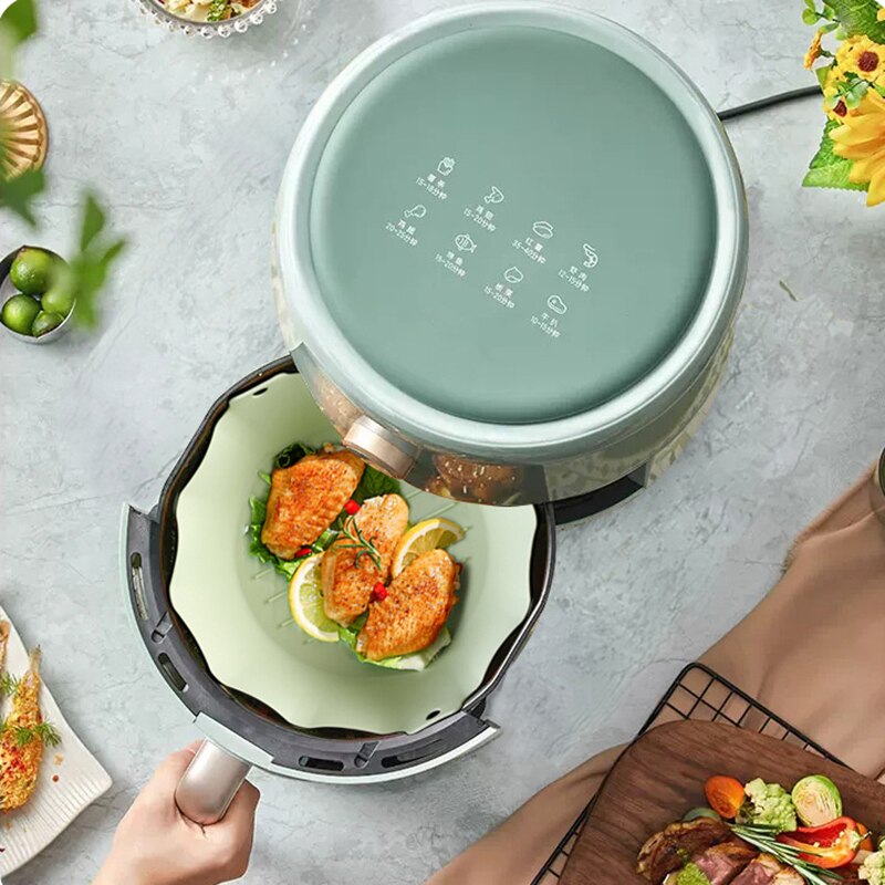 Reusable Ins Style Air Fryers Oven Baking Tray Fried Pizza Chicken Basket Mat Airfryer Silicone Pot Round Square Pan Accessories - Provence Home Living Store