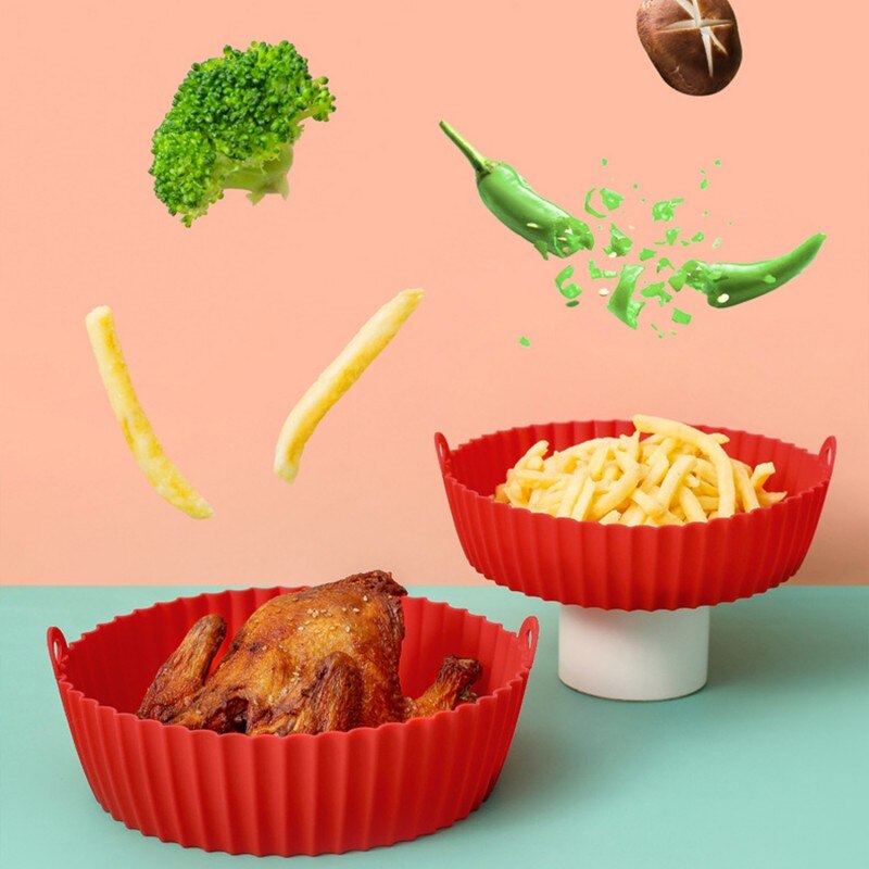 7.5/8.5 inch Air Fryers Oven Baking Tray Fried Chicken Basket Mat AirFryer Silicone Pot Round Replacemen Grill Pan Accessories - Provence Home Living Store