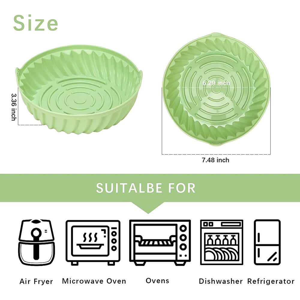 Air Fryer Silicone Basket Thicken Non-stick Round Silicone Pot Oven Baking Tray Fried Chicken Pizza Mat Airfryer Accessories - Provence Home Living Store