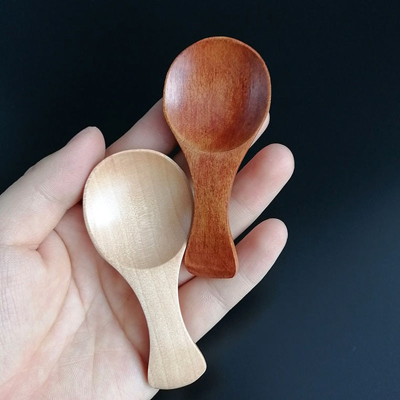 4Pcs Mini Wooden Spoons Small Kitchen Spice Condiment Spoon Sugar Tea Coffee Scoop Short Handle Wood Kids Spoon Kitchen Gadgets - Provence Home Living Store