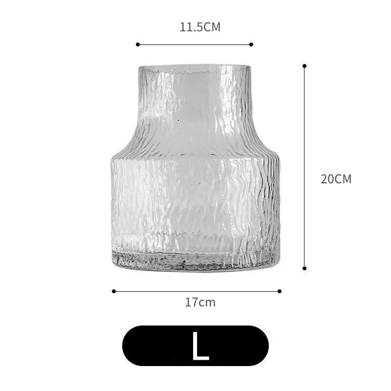 Glass Vase Glacier Texture Flower Vase Transparent Hydroponic Vase Living Room Decoration Terrarium Creative Home Decor - Provence Home Living Store