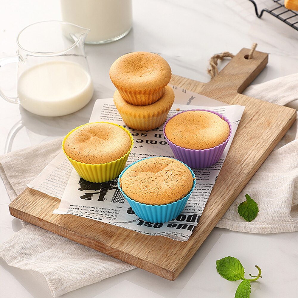 6pcs/set Silicone Cake Mold Round Muffin Cupcake Baking Molds Reusable DIY Cake Decorating Tools Kitchen Cooking Bakeware Maker - Provence Home Living Store