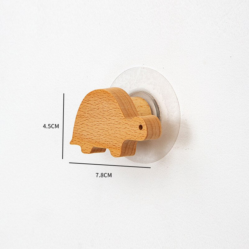 Nordic Wooden Wall Hook Cartoon Animal Solid Wood Hook Door Hanging Clothes Hanger Keys Organizer Home Decorative Sticky Hooks - Provence Home Living Store