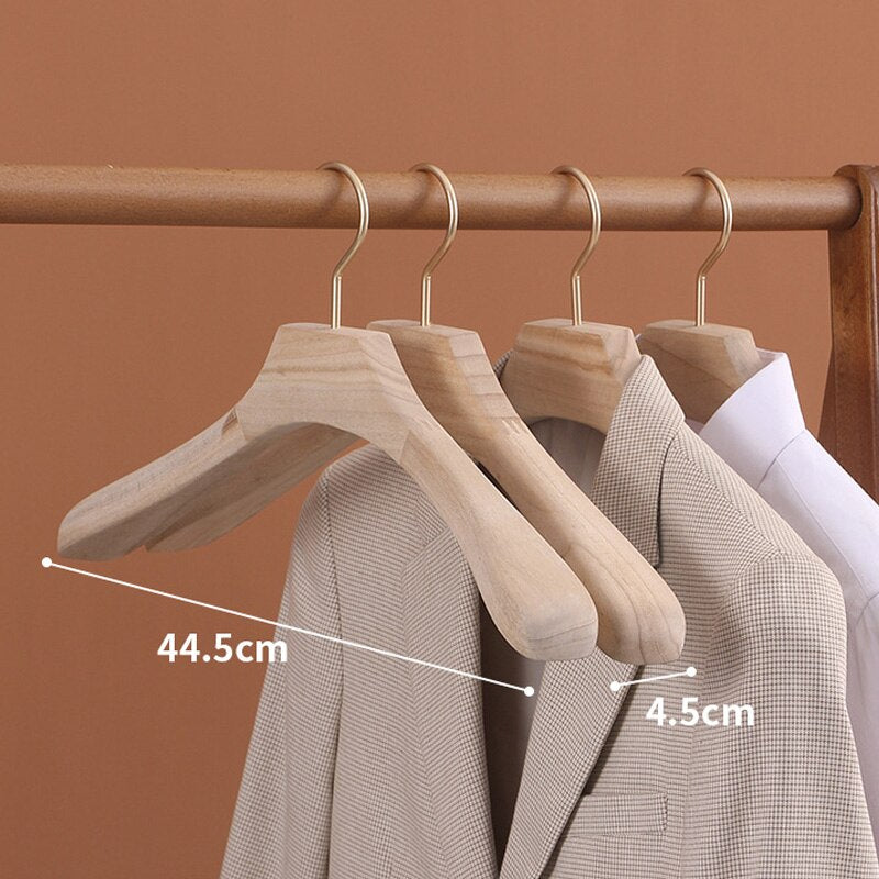 2pcs Wooden Hangers Camphor Wood Durable Widen Clothes Hanger Luxury Metal Hook Coat Hanging Display Rack Storage Organizer Rack - Provence Home Living Store