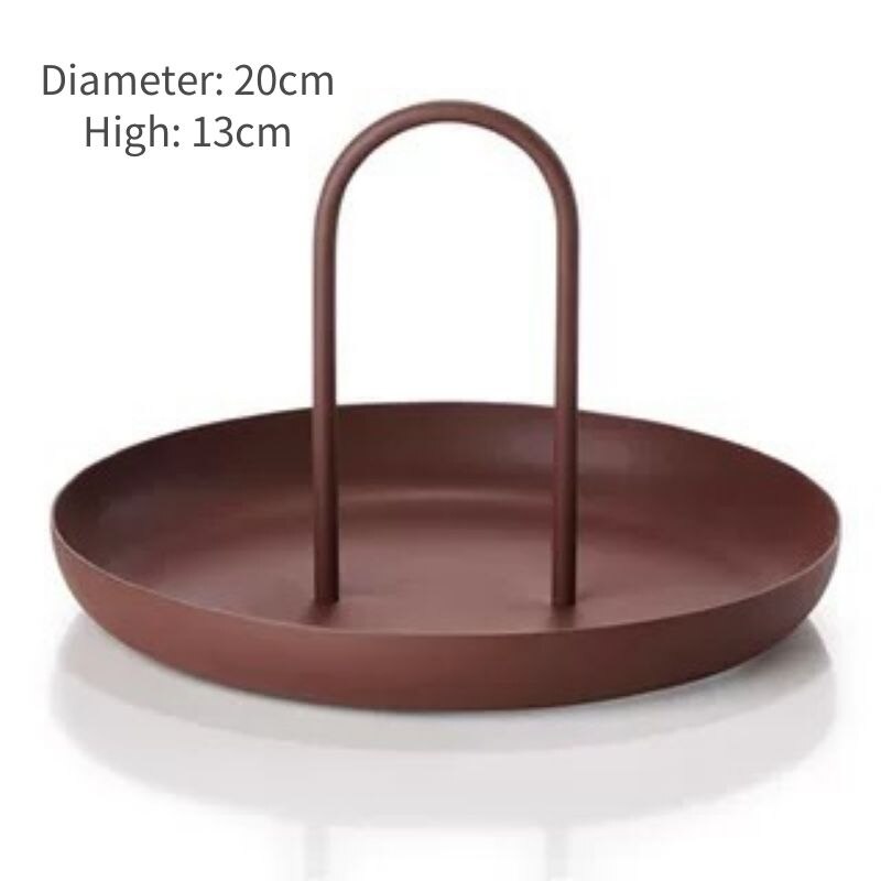 Table Decorate Tray Round Desktop Storage Tray Nordic ABS Metal Portable Storage Rack Cosmetics Basket Dessert Plate Home Decor - Provence Home Living Store