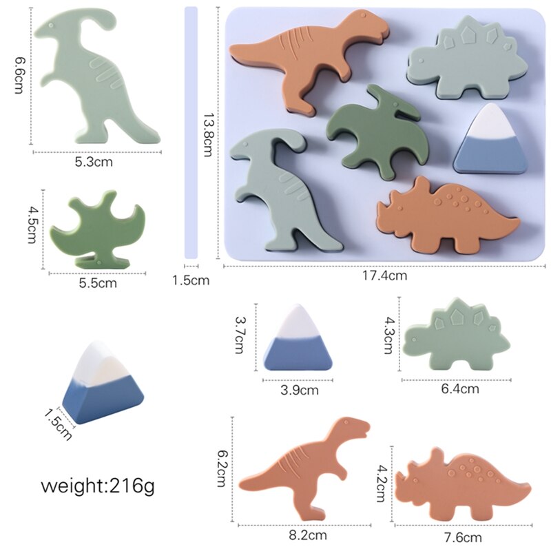 Silicone Dinosaur Cognitive 3D Puzzle Toys Montessori Educational Baby Toys Cognition Intelligence Puzzle Game - Provence Home Living Store