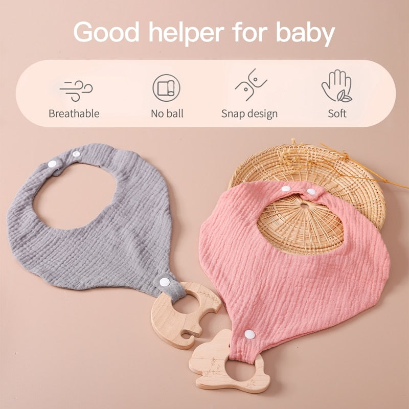 2 PCS Baby Bibs Saliva Towel Absorbent Soft Organic Cotton Teething Toys Baby Bibs for Infant Feeding tool Newborn Gift - Provence Home Living Store