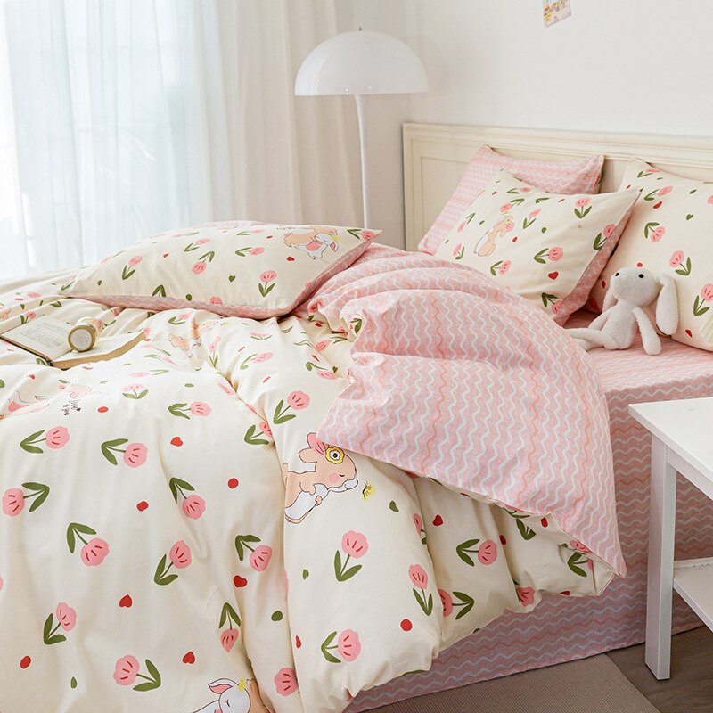 New cotton small floral bed four-piece set cotton bed linen three-piece set gift group purchase - Provence Home Living Store