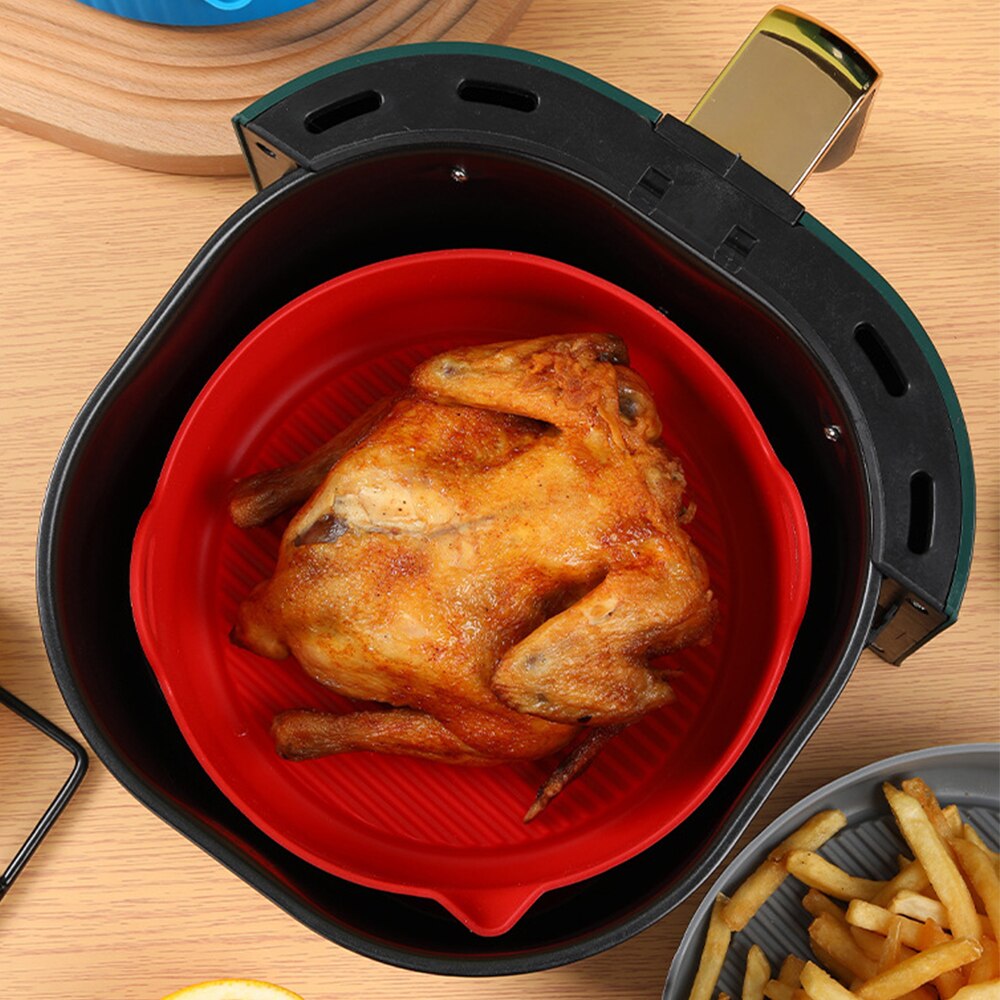 Round Air Fryers Oven Baking Tray Fried Chicken Basket Mat Air Fryer Silicone Pot Replacement Grill Pan Kitchen Accessories - Provence Home Living Store