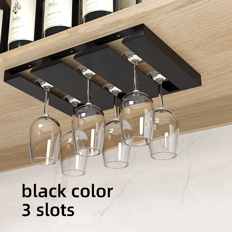 Stainless Steel Wine Glass Holder Hanging Plug-in Drinking Goblet Cup Holder With 5 Slots Creative Hanging Cup Kitchen Holders - Provence Home Living Store