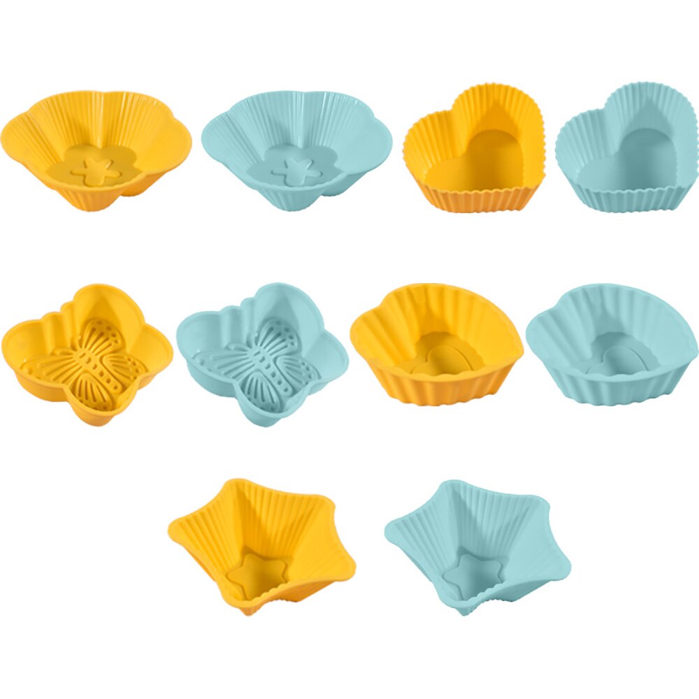 10pcs Muffin Cake Mold Heart Star Butterfly Shape Cupcake Cup Heat Resistant Nonstick Silicone Soap mould Reusable Baking Tools - Provence Home Living Store