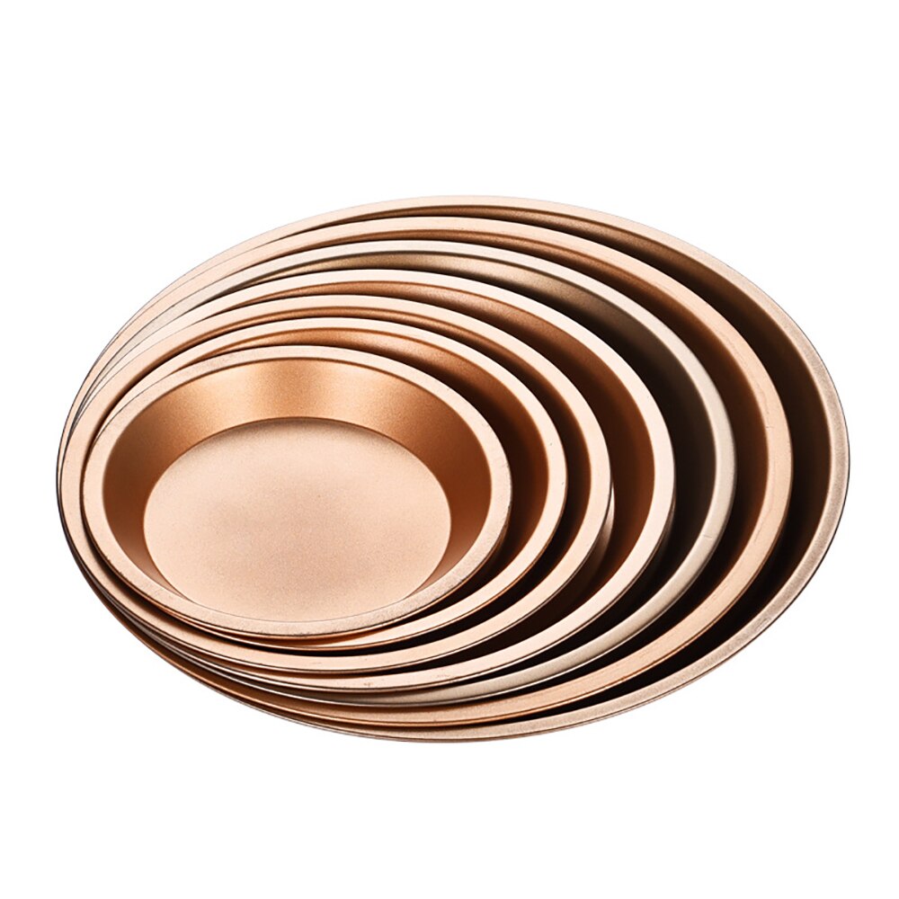 6/7/8Inch Gold Carbon Steel Pizza Trays Nonstick Round Baking Pan Dish Plate Bakewave Mould for Air Fryer Oven Kitchen Tools - Provence Home Living Store