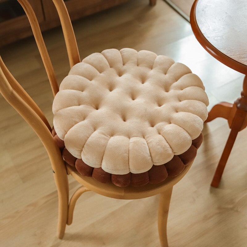 Creative Biscuit Shape Plush Cushion Velvet Cookie Pillow Chair Car Seat Pad For Office Sofa Home Tatami Decorative Floor Mat - Provence Home Living Store