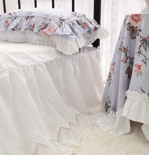 Super elegant bed sheet Romantic French lace bedsheet Hollow out Embroidery home 100% Cotton Versatile sheet Bed Skirt bedsheets - Provence Home Living Store