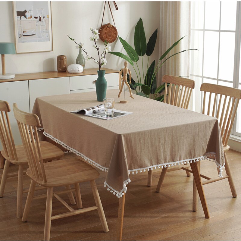 Tassels Stitching Cotton Fabric Table Cloth Washable Tablecloth for Christmas Party Dining Banquet Decoration Table Cover - Provence Home Living Store