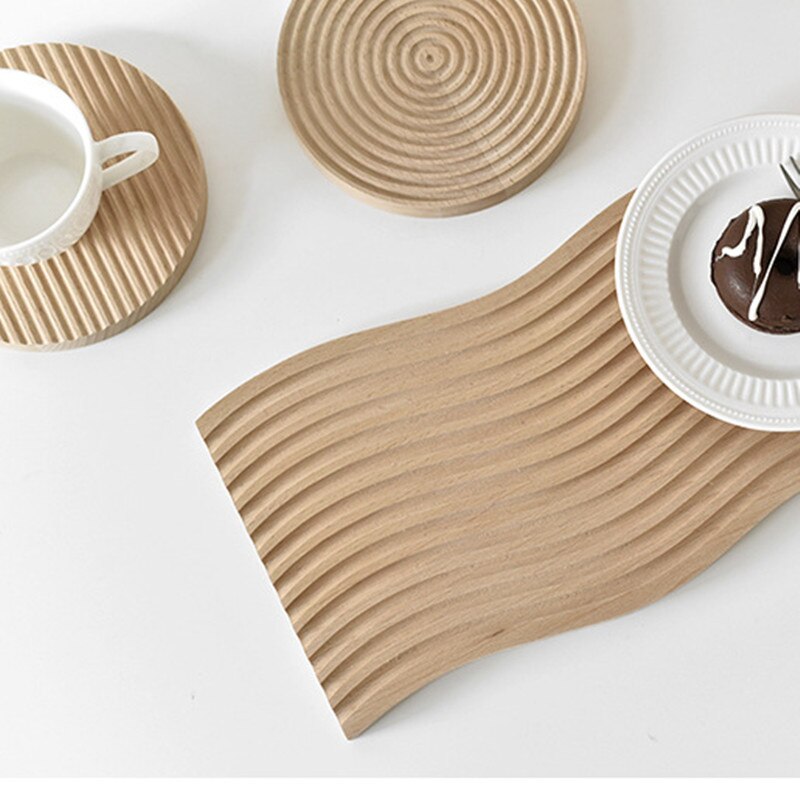 Nordic Beech Wood Bread Board Water Ripples Wooden Chopping Block Plates Kitchen Cutting Board Dessert Tray Coasters Photo Props - Provence Home Living Store