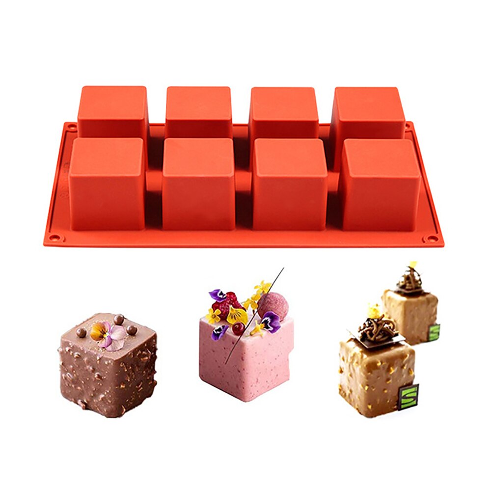 3D Cube Silicone Cake Mold 8-Cavity Chocolate Decoration Baking Tools Silicone Molds Tray Shape Silicon Bakeware Gadget - Provence Home Living Store